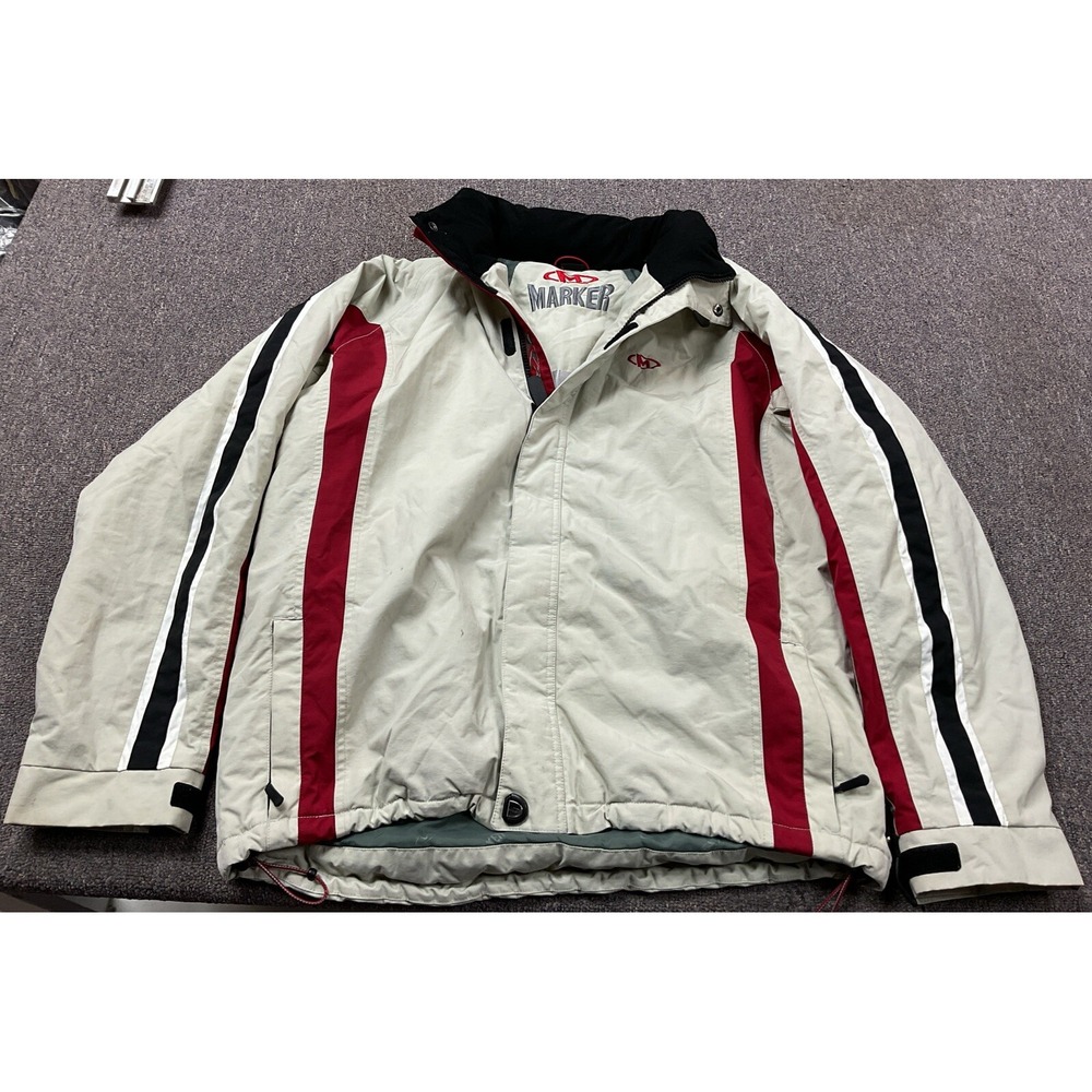 EUC! MARKER Vintage White Red and Black Ski Snowboard Insulated Jacket - Size M